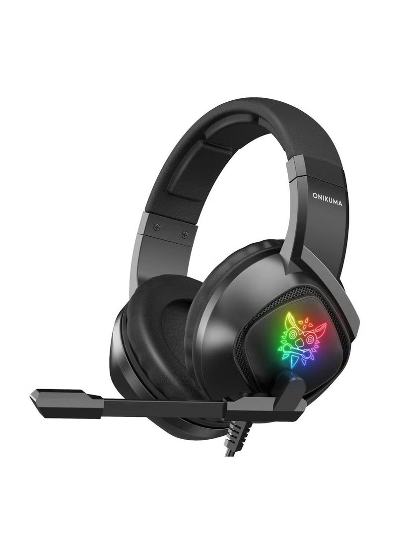 onikuma Professional Gaming Headphone with RGB Backlight – High-Quality Stereo Sound, Noise-Canceling Microphone, and Comfortable Design – Adjustable Headband, Soft Ear Cushions – Ideal for Gaming, Streaming & Communication  - Image 1