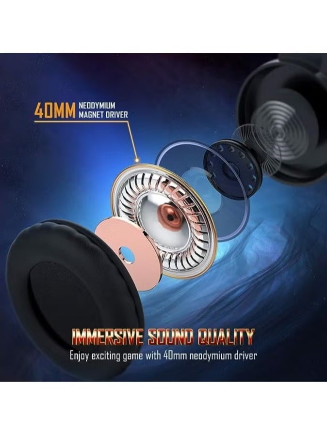 onikuma Professional Gaming Headphone with RGB Backlight – High-Quality Stereo Sound, Noise-Canceling Microphone, and Comfortable Design – Adjustable Headband, Soft Ear Cushions – Ideal for Gaming, Streaming & Communication  - Image 2