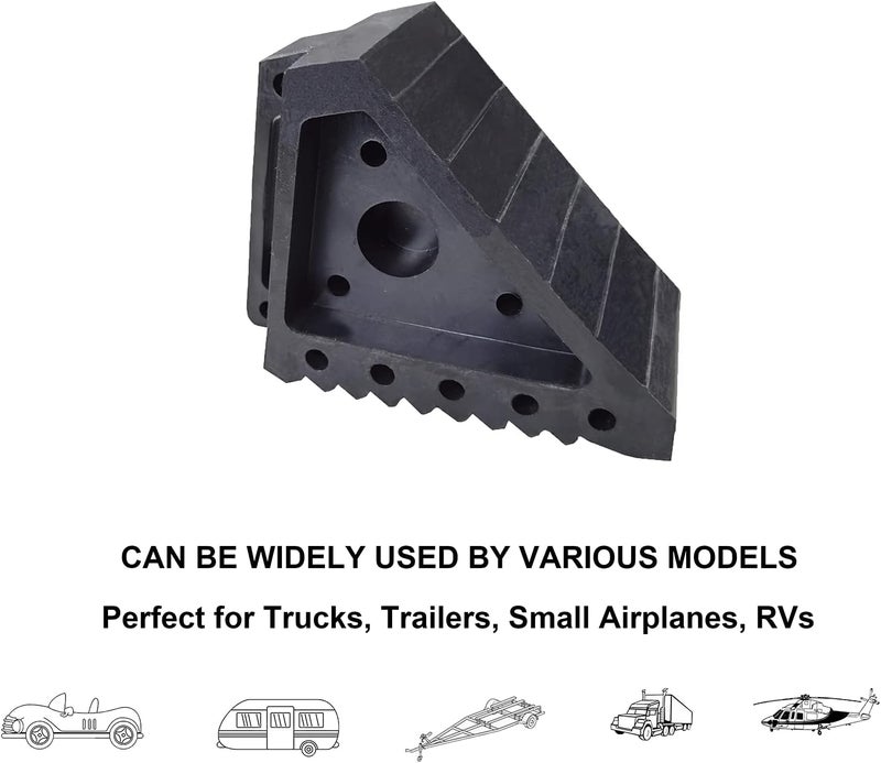 HOXWELL Solid Heavy Duty Rubber Wheel Chocks 2 Packs, Premium Chock for Car, Travel Trailers, RV, Truck, and ATV(2 pcs, Black) 8" x 4" x 6" - Image 5
