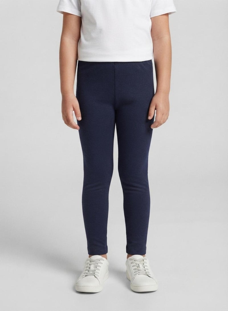 babyqlo Girls Navy Blue Full-Length School Uniform Leggings - Image 1
