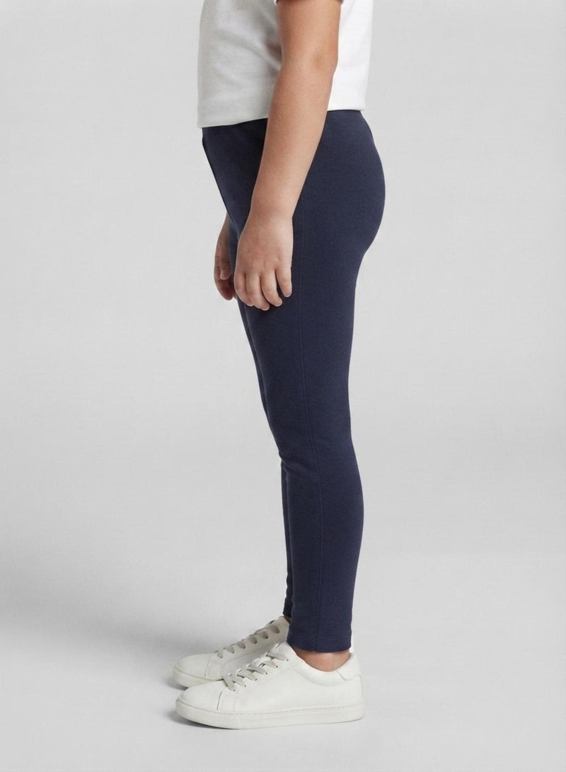 babyqlo Girls Navy Blue Full-Length School Uniform Leggings - Image 4