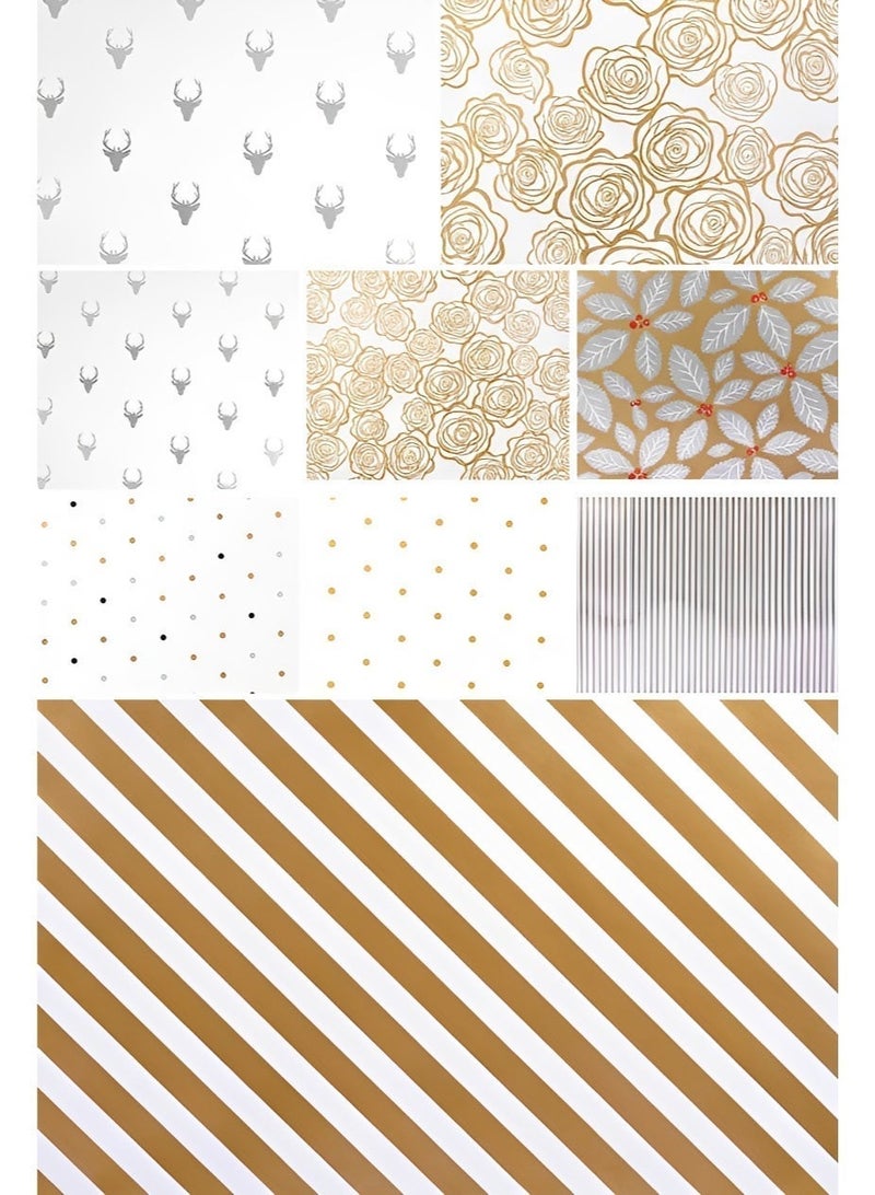 BELANO Gift Wrapping Paper Sheets Set, Birthday Gift Wrap with Ribbon and Stickers, Present Packaging Kit for Party and Holiday Mixed Designs 12 Pieces - Image 4