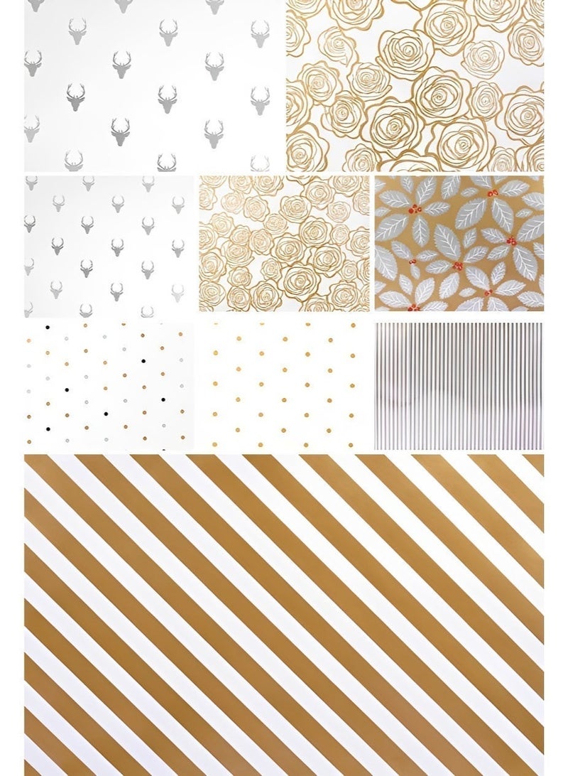 BELANO Gift Wrapping Paper Sheets Set, Birthday Gift Wrap with Ribbon and Stickers, Present Packaging Kit for Party and Holiday Mixed Designs 12 Pieces - Image 4