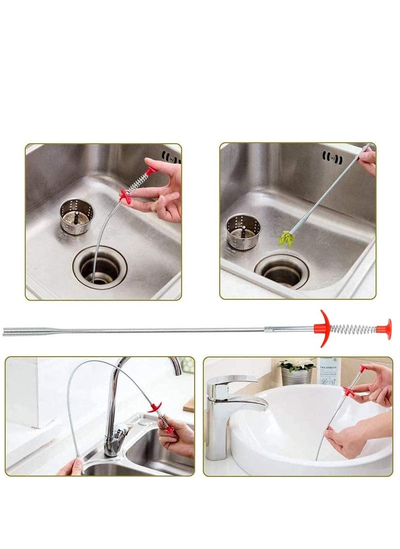 5 in 1 Sink Snake Cleaner Drain Auger Hair Catcher, Sink Dredge Drain Clog Remover Cleaning Tools for Kitchen Sink Bathroom Tub Toilet Clogged Drains Dredge Pipe Sewers - Image 2