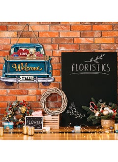 Ferraycle Ferraycle Interchangeable Christmas Welcome Sign for Front Door Farmhouse Truck Decor Rustic Hanging Sign with 12 Interchangeable Seasonal Holiday Decor for Christmas Fall Thanksgiving(Cute Color)  - Image 3