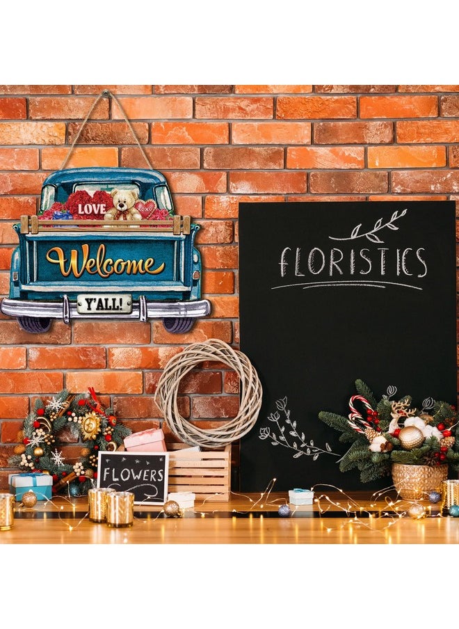 Ferraycle Ferraycle Interchangeable Christmas Welcome Sign for Front Door Farmhouse Truck Decor Rustic Hanging Sign with 12 Interchangeable Seasonal Holiday Decor for Christmas Fall Thanksgiving(Cute Color)  - Image 3
