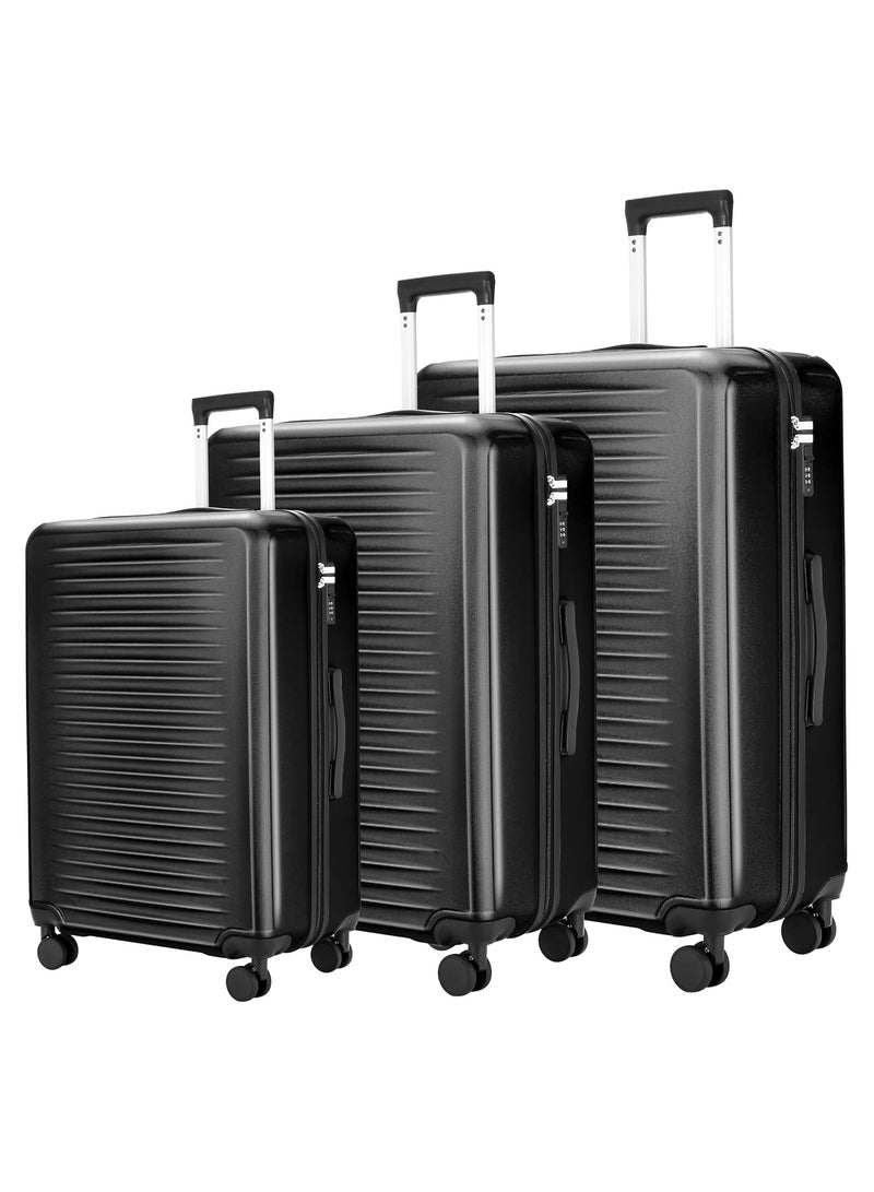Favarey Premium Luggage Sets, 3PCS Carry-on Luggage 20/24/28 Inch, Expandable ABS+PC Hard Shell Travel Luggage Suitcase with Spinner Wheels, Carry on Luggage Set with TSA Lock (Black)  - Image 1