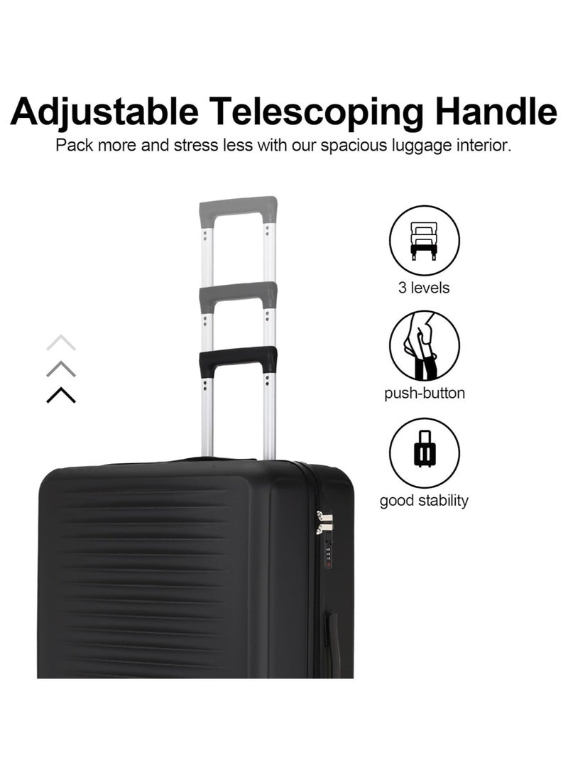 Favarey Premium Luggage Sets, 3PCS Carry-on Luggage 20/24/28 Inch, Expandable ABS+PC Hard Shell Travel Luggage Suitcase with Spinner Wheels, Carry on Luggage Set with TSA Lock (Black)  - Image 2