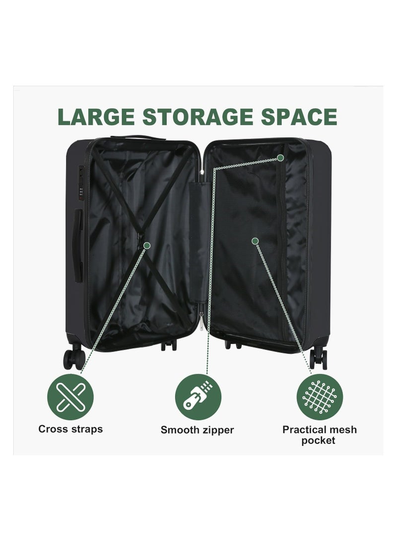 Favarey Premium Luggage Sets, 3PCS Carry-on Luggage 20/24/28 Inch, Expandable ABS+PC Hard Shell Travel Luggage Suitcase with Spinner Wheels, Carry on Luggage Set with TSA Lock (Black)  - Image 4