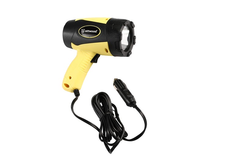 attwood Attwood 11794-7 Portable 5W LED Emergency Spotlight 12V Adapter Plug, Safety Yellow/Black  - Image 1