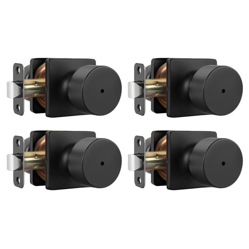 Goldenwarm Matte Black Door Knobs Interior, Privacy Bedroom Door Knob with Lock, Black Interior Door Knobs Bathroom 4 Pack - Image 1