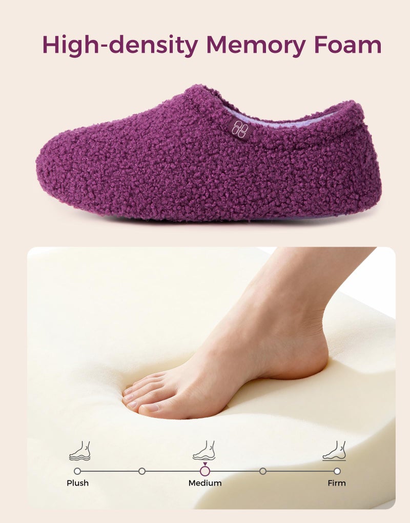 HomeTop Women's Fuzzy Curly Fur Memory Foam Loafer Slippers Bedroom House Shoes with Polar Fleece Lining (9-10 US,Chic Purple Lilac) - Image 5