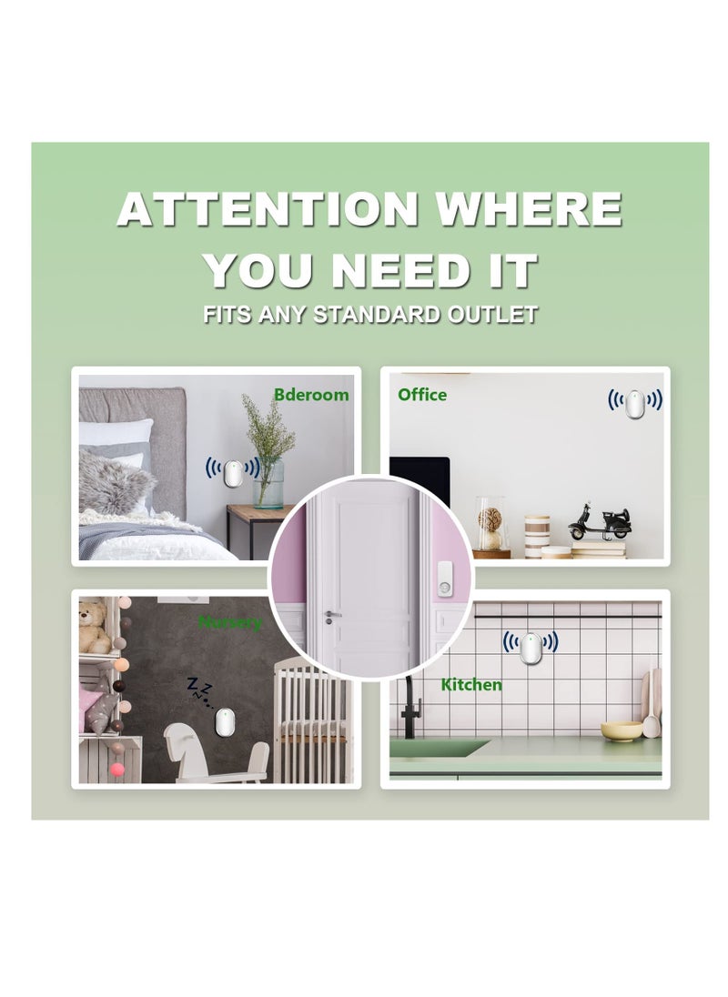 Wireless Doorbell Door Bell Ringer Wireless with 38 Melodies Adjustable Volume& Quiet Modes Plug and Play 1 Receiver&1 Waterproof Push Button for house office classroom