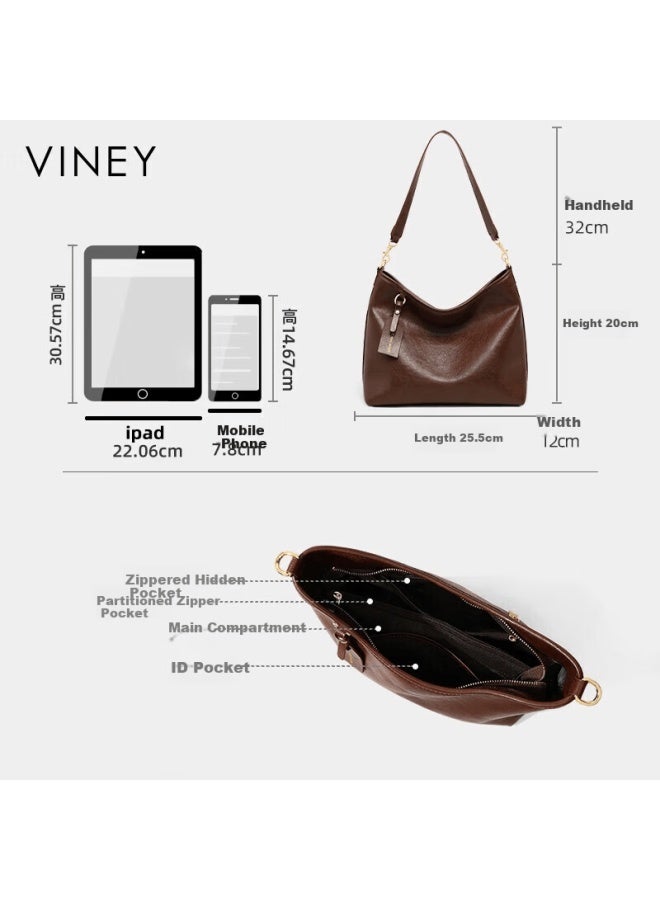 Viney Genuine Leather Large Capacity Tote Bag Women Luxury Crossbody Shoulder Bag Birthday Gift For Girlfriend Wife - Image 3