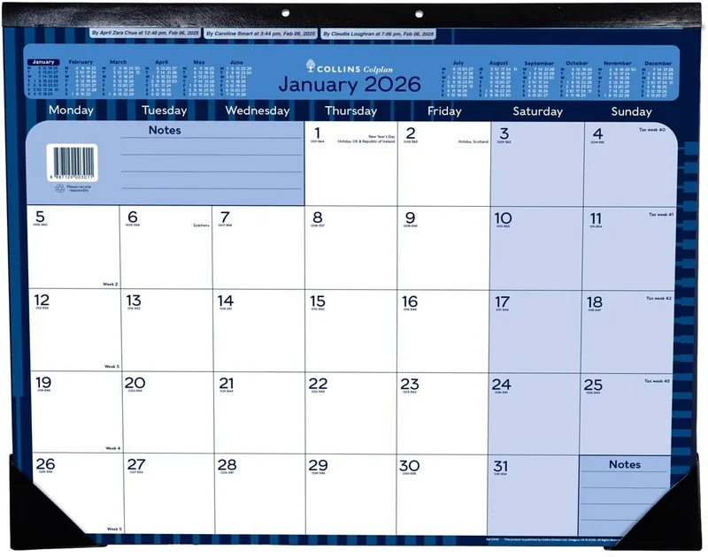 Collins Collins - Colplan - 2026 12 Month Calendar Year A2 Monthly Desk Planner (DPA2-26)