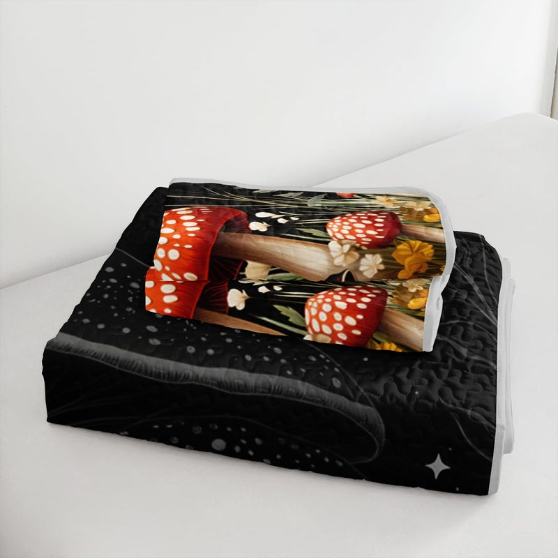 HOSIMA Mushroom King Quilt Bedding Set,Different Colorful Patterns Lightweight Quilt,Natural Flowers Print Mushroom Bedding Set for Aesthetic Bedroom Decor with 2 Pillowcases. - Image 5