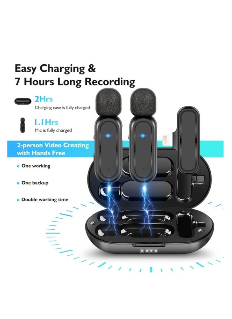 Generic - Wireless Lavalier Microphone For IPhone IPad, Plug And Play Mini Mic With Charging Bin Earbud For YouTube TikTok Live Streaming Gaming (2 Lightning Mics) - Image 1