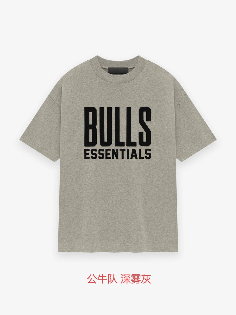 ESSENTIALS summer new T-shirt FOG joint team series short sleeve mens and womens style Bulls Deep Fog Ash 
