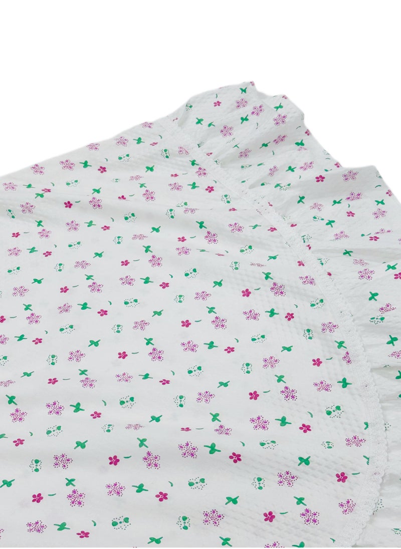 City Rose - Islamic Girls Pray Khimar Two Pieces Sets Cotton Dress Hijab Abaya Floral Suit - Image 1
