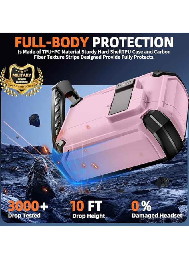 Generic - Compatible with AirPods Pro 2nd/1st Generation, Case Cover with Phone Holder and Magnetic Auto Closure Case Airpod pro 2 (Pink @ Black) - Image 1