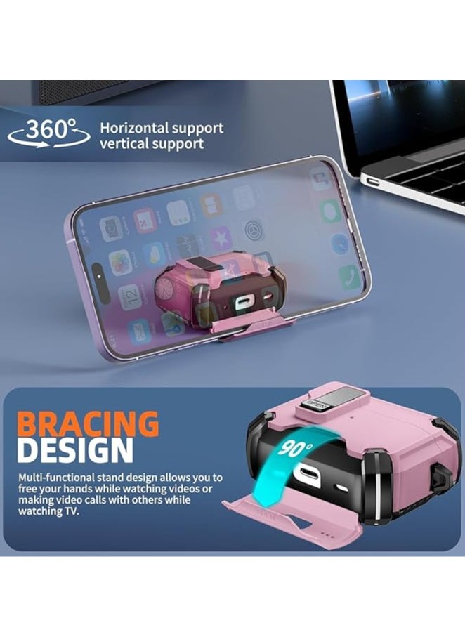 Generic - Compatible with AirPods Pro 2nd/1st Generation, Case Cover with Phone Holder and Magnetic Auto Closure Case Airpod pro 2 (Pink @ Black) - Image 1