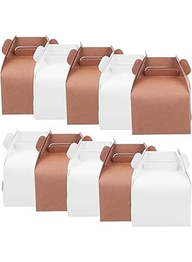 10 Kraft White Cardboard Foldable Cake Box Set Portable Pastry Biscuit Packaging For Bakery Takeout Small Size - Image 1