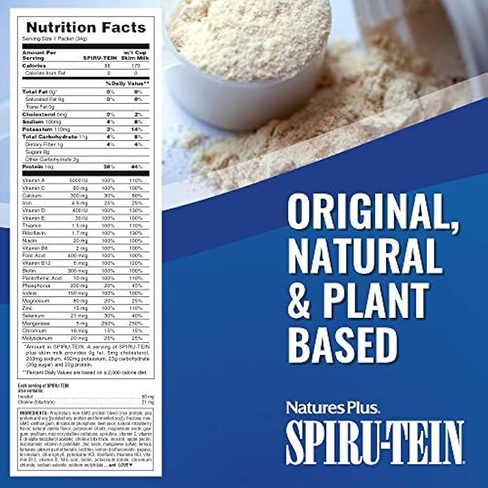 NaturesPlus SPIRU-TEIN Protein Powder Meal - Strawberry - 8 Packets - Plant-Based Protein Shake - Non-GMO, Vegetarian, Gluten Free - 8 Servings - Image 4