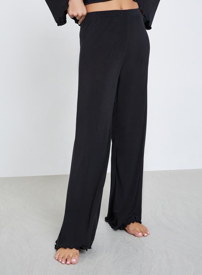 ستايلي طقم بيجاما وبلوزة بأكمام طويلة وربطة أمامية ودانتيل - Image 5