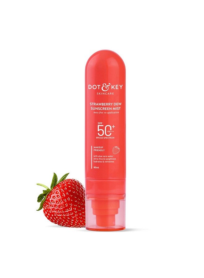 Dot & Key Strawberry + Niacinamide Sunscreen Mist SPF 50+ PA+++ | Brightens Skin, Makeup-Friendly, With Aloe Vera Water, Lightweight | Quick-Drying, Alcohol-Free, Hydrates & Refreshes, Easy Reapplication | 80ml - Image 1