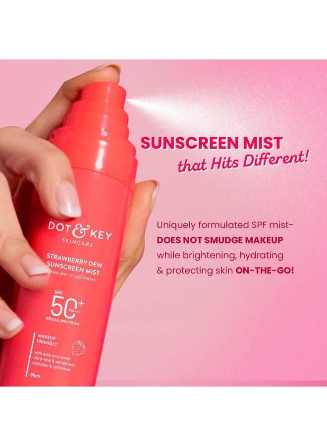 Dot & Key Strawberry + Niacinamide Sunscreen Mist SPF 50+ PA+++ | Brightens Skin, Makeup-Friendly, With Aloe Vera Water, Lightweight | Quick-Drying, Alcohol-Free, Hydrates & Refreshes, Easy Reapplication | 80ml - Image 2