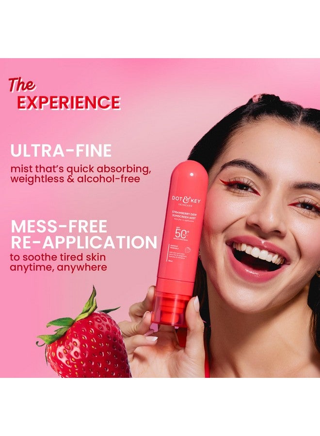 Dot & Key Strawberry + Niacinamide Sunscreen Mist SPF 50+ PA+++ | Brightens Skin, Makeup-Friendly, With Aloe Vera Water, Lightweight | Quick-Drying, Alcohol-Free, Hydrates & Refreshes, Easy Reapplication | 80ml - Image 3