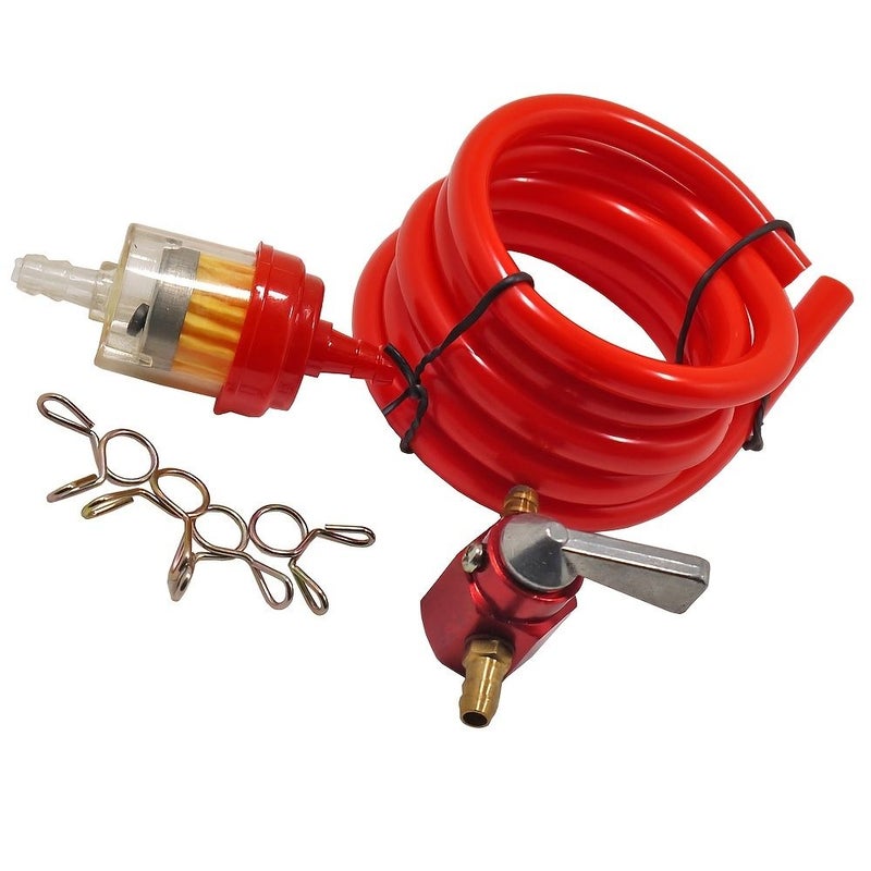 3.28 Ft Flexible Fuel Pipe Hose Tube Inline Gas Tank Switch Petcock Valve Filter Hose Clamp Kit With Fuel Filter And Clip Blue 1 4 Set For Motorcycle Dirt Bike ATV Modification Repair Replacement - Image 1