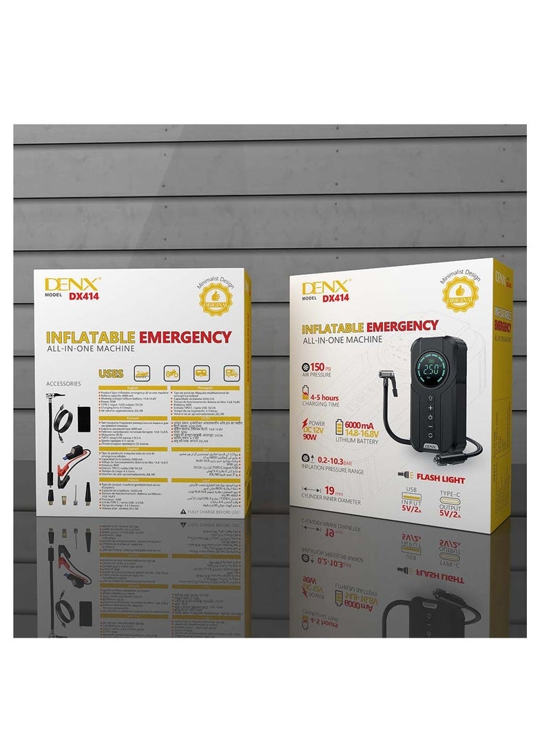 Denx Inflatable Emergency All-in-one Machine, Car Starter, Superfast Inflator,  LED Light - Image 4