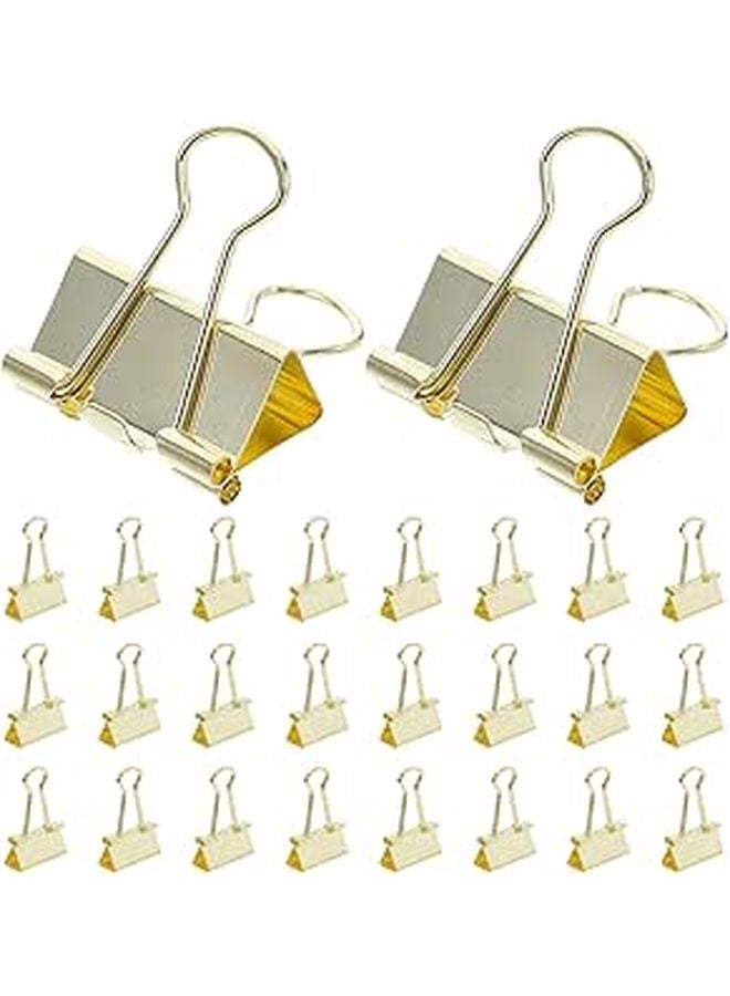 48Pcs Gold 25Mm Metal Binder Clips Small Iron Document Paper Clamps For Office Home Organization
