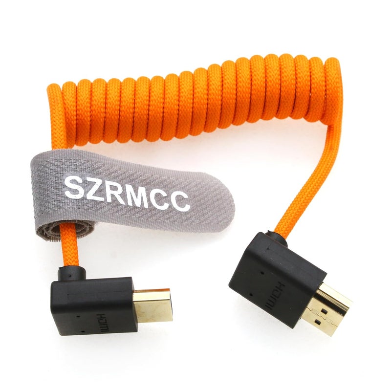 اس زد ار ام سي سي كابل 8K HDMI إلى HDMI بزاوية علوية وسفلية فائق السرعة ملفوف مضفر للكاميرا Z Cam E2 Sony FX6 FX9 Canon EOS C70 C300 Portkeys BM5 Atomos Ninjav V Shogun Monitor - Image 1