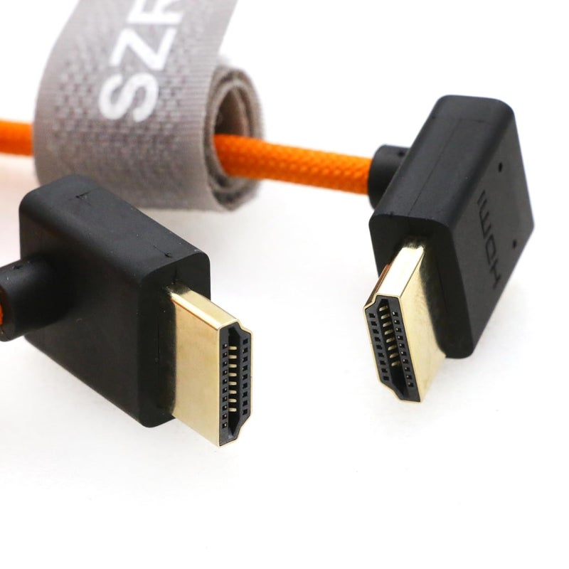 اس زد ار ام سي سي كابل 8K HDMI إلى HDMI بزاوية علوية وسفلية فائق السرعة ملفوف مضفر للكاميرا Z Cam E2 Sony FX6 FX9 Canon EOS C70 C300 Portkeys BM5 Atomos Ninjav V Shogun Monitor - Image 4