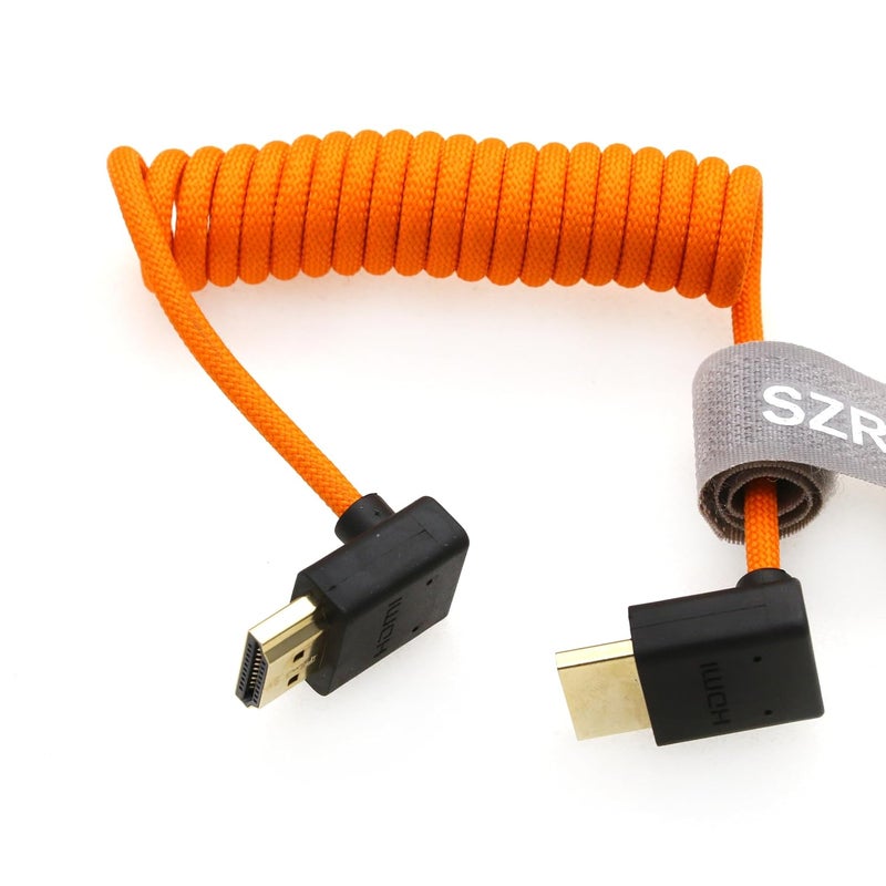 اس زد ار ام سي سي كابل 8K HDMI إلى HDMI بزاوية علوية وسفلية فائق السرعة ملفوف مضفر للكاميرا Z Cam E2 Sony FX6 FX9 Canon EOS C70 C300 Portkeys BM5 Atomos Ninjav V Shogun Monitor - Image 3