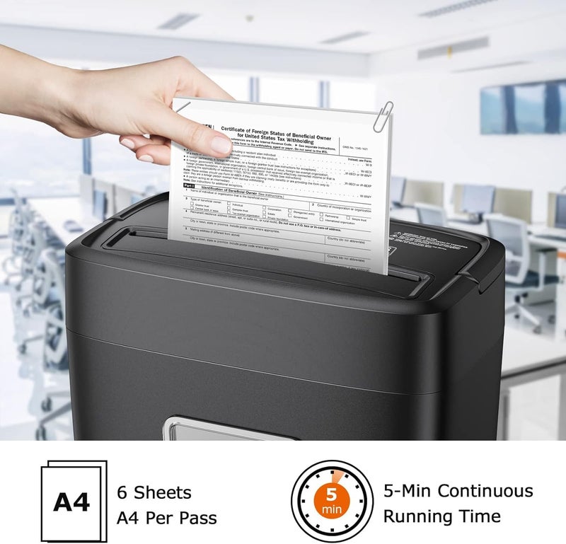 Bonsaii 6 Sheet High Security Micro Cut Paper Shredder, Credit Cards/Mail/Staples/Clips Shredder for Home Use with 4.2 Gallon Bin (C261-D) - Image 3