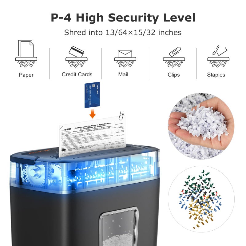 Bonsaii 6 Sheet High Security Micro Cut Paper Shredder, Credit Cards/Mail/Staples/Clips Shredder for Home Use with 4.2 Gallon Bin (C261-D) - Image 2