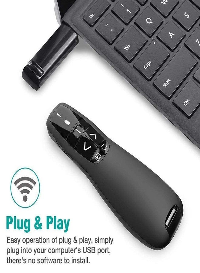 Drumstone (𝗦𝗽𝗲𝗰𝗶𝗮𝗹 𝟭𝟬 𝗬𝗲𝗮𝗿𝘀 𝗪𝗮𝗿𝗿𝗮𝗻𝘁𝘆) 2.4GHz Wireless Presentation Clicker: Red Light Pointer, 50ft Range, Plug & Play USB, Ergonomic Design for PPT - Image 2