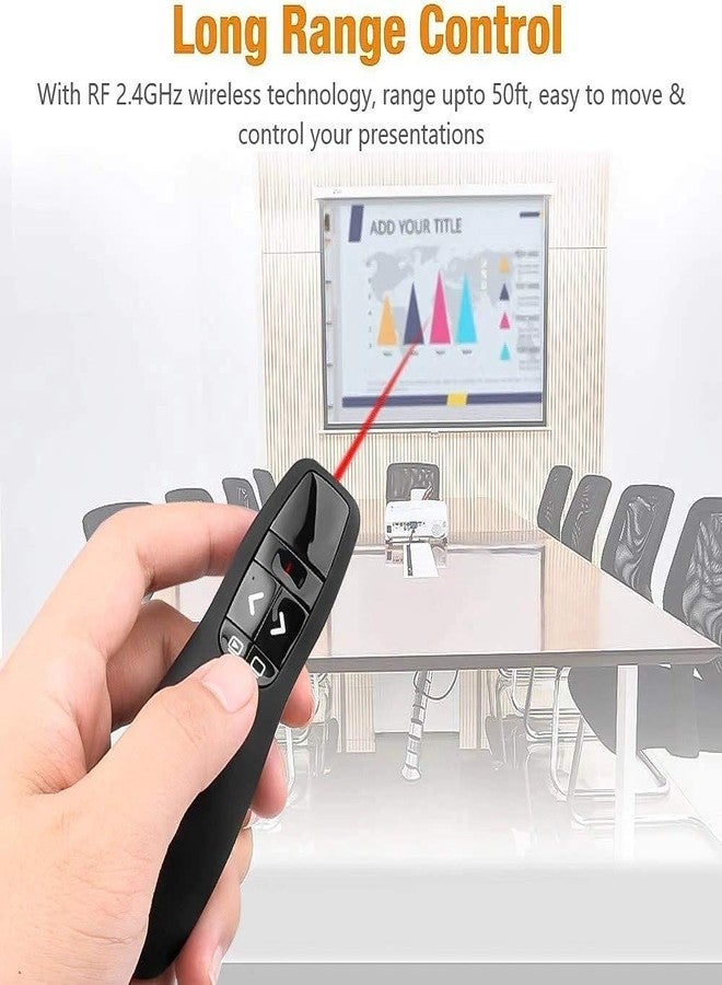 Drumstone (𝗦𝗽𝗲𝗰𝗶𝗮𝗹 𝟭𝟬 𝗬𝗲𝗮𝗿𝘀 𝗪𝗮𝗿𝗿𝗮𝗻𝘁𝘆) 2.4GHz Wireless Presentation Clicker: Red Light Pointer, 50ft Range, Plug & Play USB, Ergonomic Design for PPT - Image 3