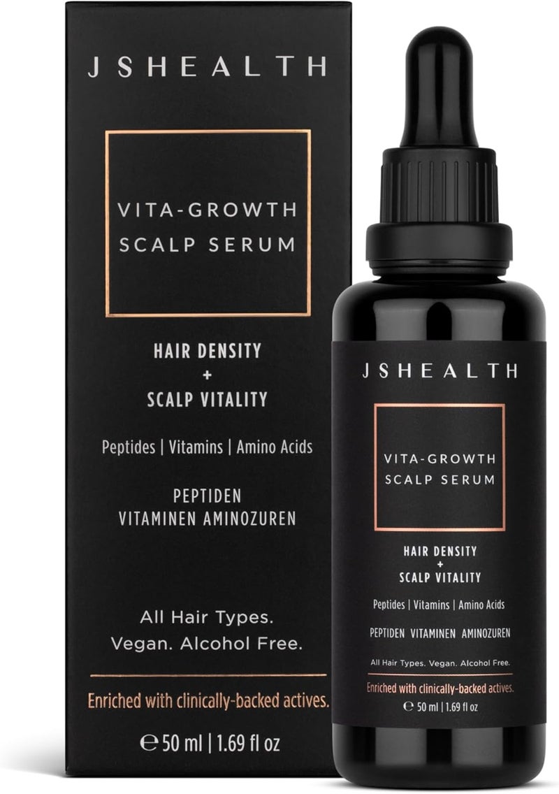 سيروم فروة الرأس فيتا جروث من جيه إس هيلث للنساء لكثافة الشعر وحيوية فروة الرأس مع الببتيدات والفيتامينات والأحماض الأمينية