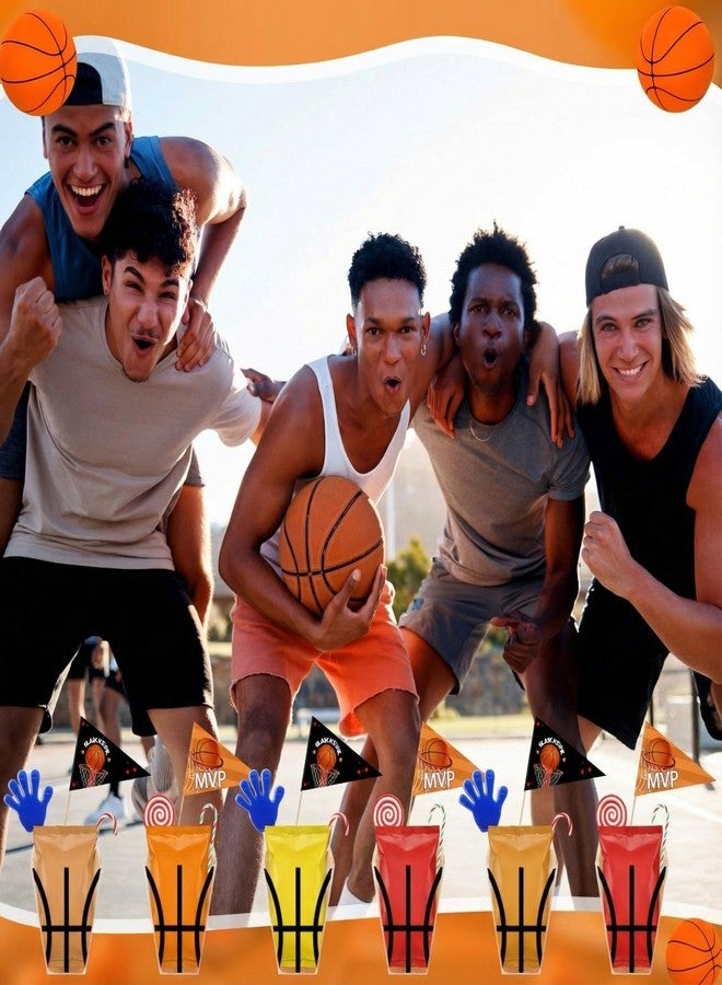 Wesnoy 8 Sets Plastic Basketball Popcorn Boxes with Pennant Flags 5"x 6.3" Senior Night Basketball Party Decorations Concession Stand Supplies Team Gift Basket for Sport Party Favors Birthday Supplies - Image 5