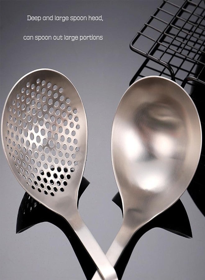 ZDFQly 304 Stainless Steel Soup Ladle Hot Pot Ladle Strainer Scoops Set for Cooking, Serving, Soups, Sauces, Stews and More, Silver, 12-Inch (2 Pieces) - Image 5