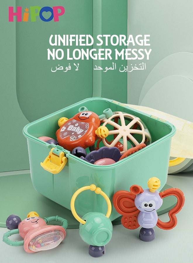 HIPOP 11pcs Baby Rattle Toy, Infant Teething Toys, Grab and Spin Rattles Sensory Toy Set, Food Grade Silicone Material, Baby Toys Gift for Babies 0-12-24 Months Boys Girls, Early Educational Toy Set. - Image 4