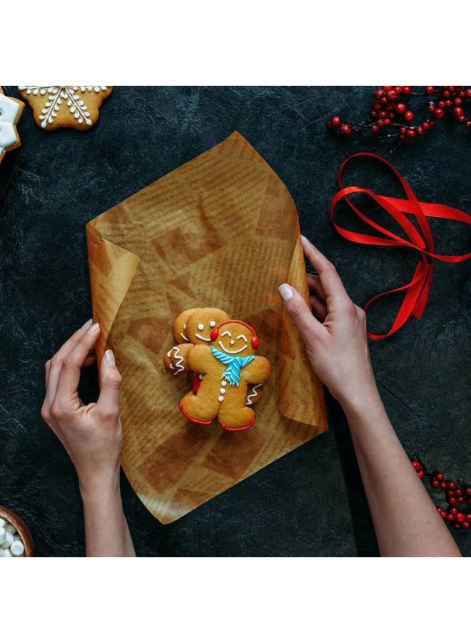 100 Pcs Deli Wax Paper Sheets for Food Basket Liners 15 x 15cm  Old Newspaper Style Printed Greaseproof Deli Paper for Wrapping Breads Burgers French Fries Sandwiches (Brown) - Image 5