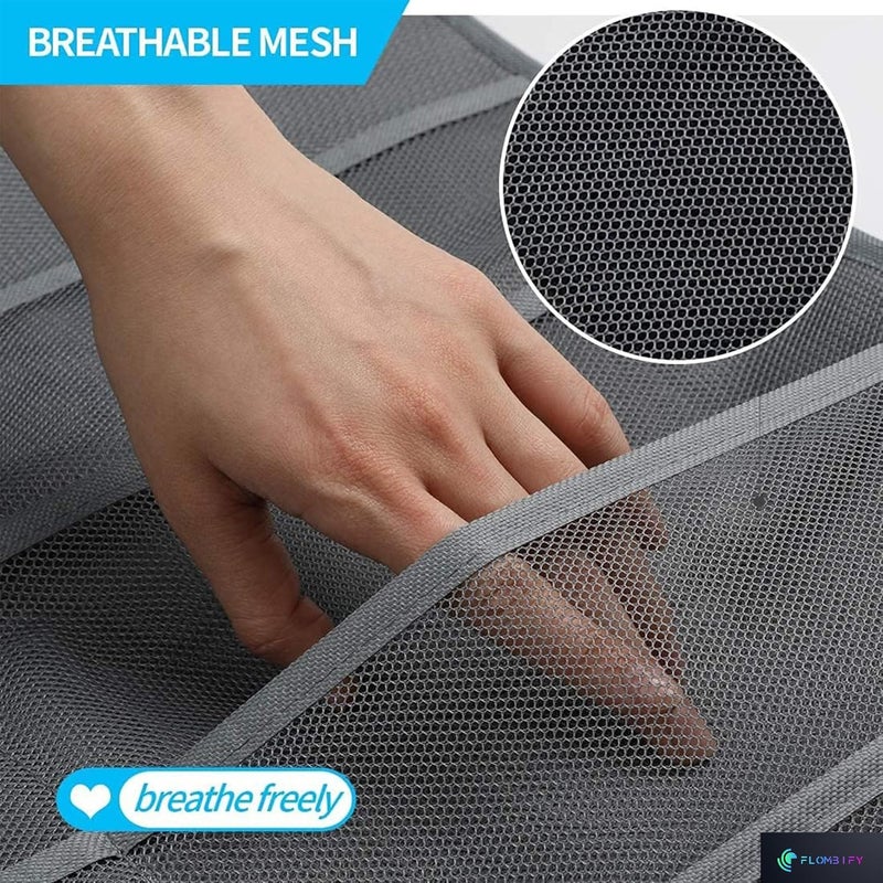 FLOMBIFY FLOMBIFY JA4 12 Front 24 Back Grid Organizer for Undergarments Women Bra and Underwear Hanging Storage Organizer Mesh Pockets Dual Sided Wall Shelves Space Saver Bag Sock Underpants Drawer Closet  - Image 4