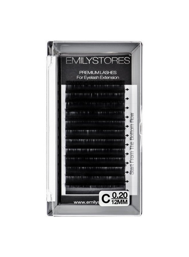EMILYSTORES Eyelash Extensions 0.20Mm Thickness C Curl 12Mm Length Natural Looking Individual Volume Eyelashes For Lash Extensions(0.20,C,12Mm) - Image 1
