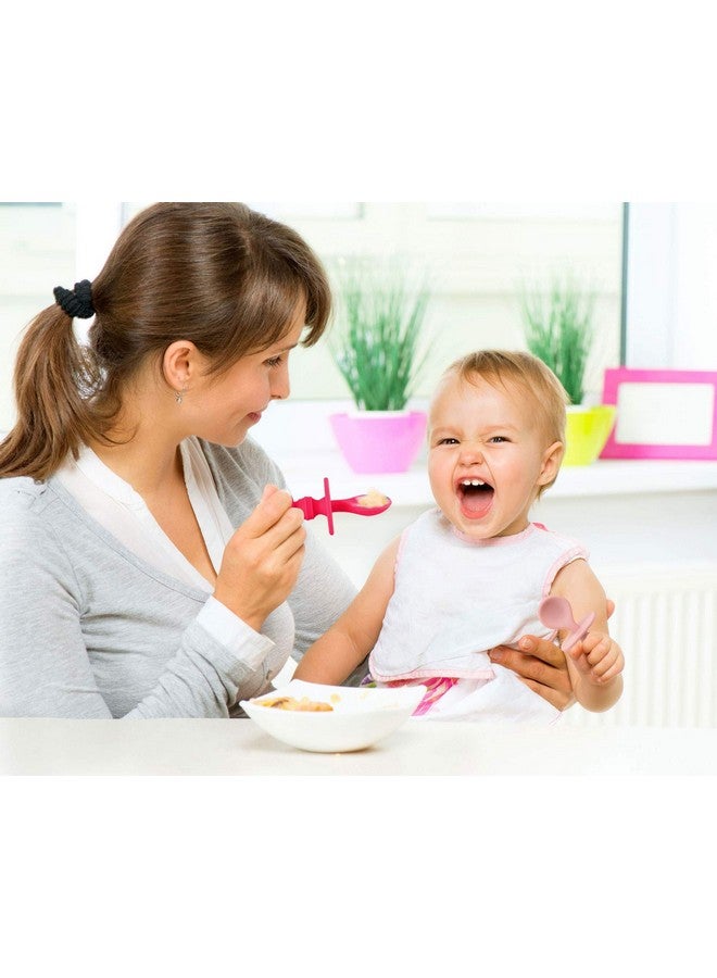 SPERRIC Silicone Baby Spoons for Baby Led Weaning 2-Pack, First Stage Baby Feeding Spoon Set Gum Friendly BPA Lead Phthalate and Plastic Free, Great Gift Set (Pink) - Image 1