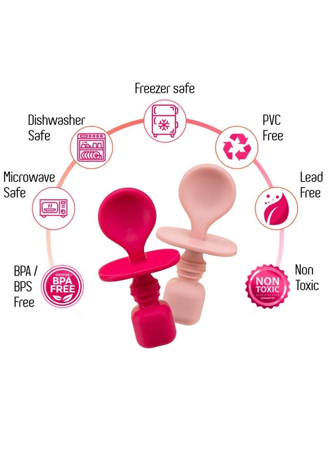 SPERRIC Silicone Baby Spoons for Baby Led Weaning 2-Pack, First Stage Baby Feeding Spoon Set Gum Friendly BPA Lead Phthalate and Plastic Free, Great Gift Set (Pink) - Image 3
